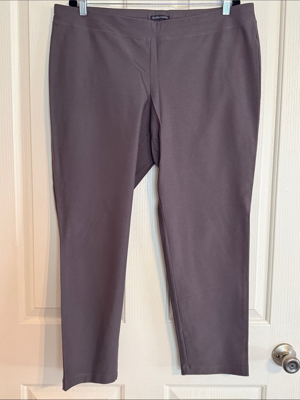 Eileen Fisher Dark Taupe Straight-Leg Ponte Pants